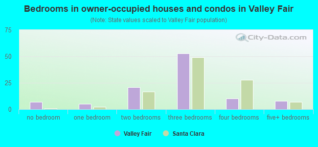 Bedrooms in owner-occupied houses and condos in Valley Fair