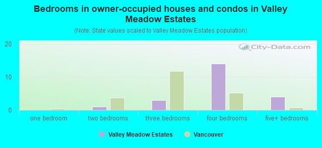 Bedrooms in owner-occupied houses and condos in Valley Meadow Estates