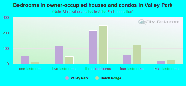 Bedrooms in owner-occupied houses and condos in Valley Park