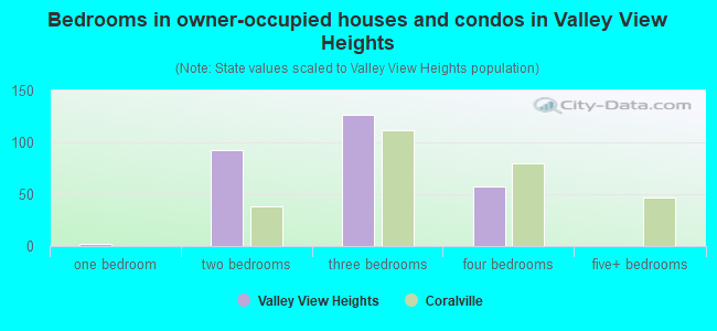 Bedrooms in owner-occupied houses and condos in Valley View Heights