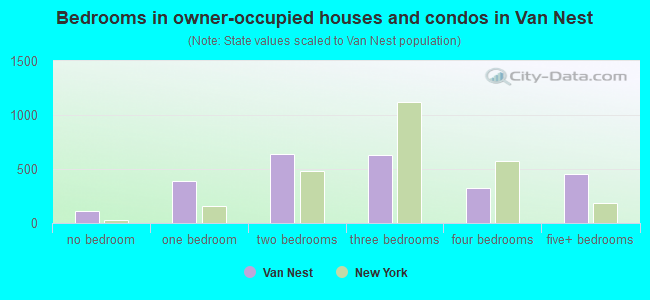 Bedrooms in owner-occupied houses and condos in Van Nest