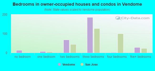 Bedrooms in owner-occupied houses and condos in Vendome