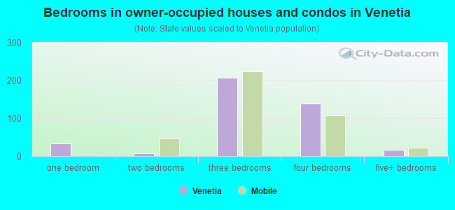 Bedrooms in owner-occupied houses and condos in Venetia