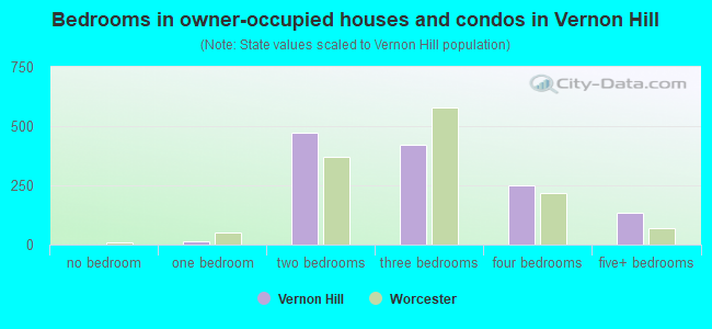 Bedrooms in owner-occupied houses and condos in Vernon Hill