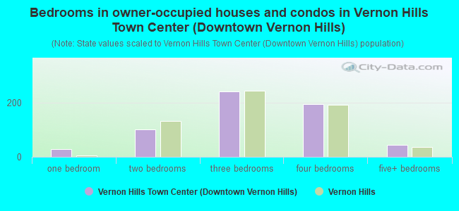 Bedrooms in owner-occupied houses and condos in Vernon Hills Town Center (Downtown Vernon Hills)