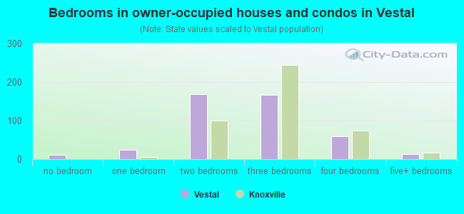 Bedrooms in owner-occupied houses and condos in Vestal