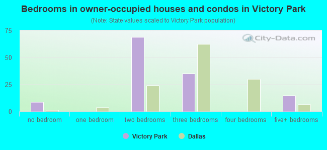 Bedrooms in owner-occupied houses and condos in Victory Park