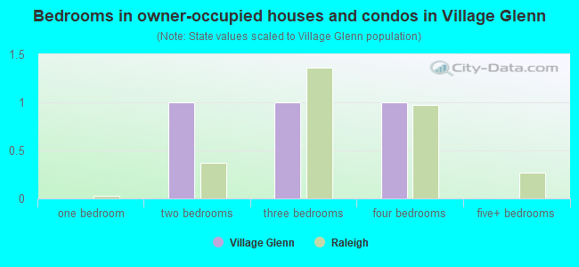Bedrooms in owner-occupied houses and condos in Village Glenn