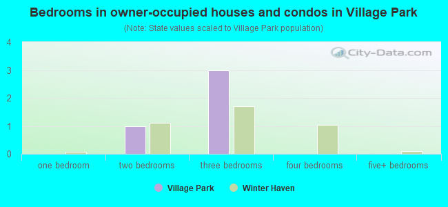 Bedrooms in owner-occupied houses and condos in Village Park