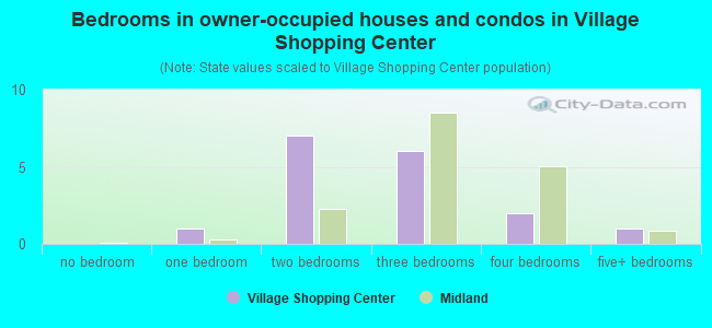 Bedrooms in owner-occupied houses and condos in Village Shopping Center