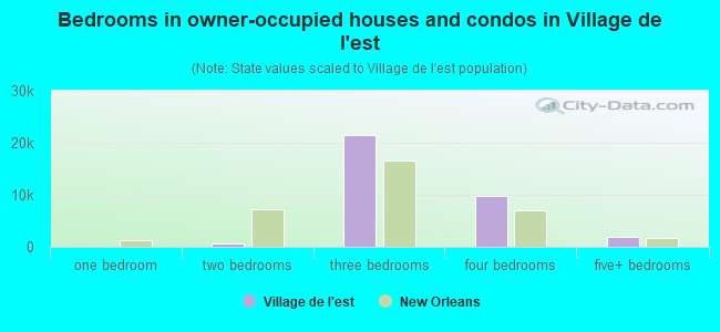 Bedrooms in owner-occupied houses and condos in Village de l'est