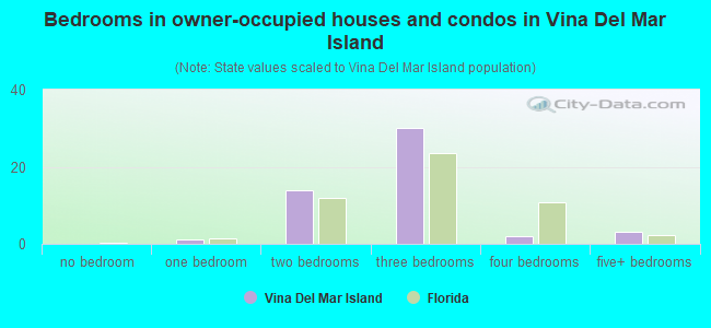 Bedrooms in owner-occupied houses and condos in Vina Del Mar Island