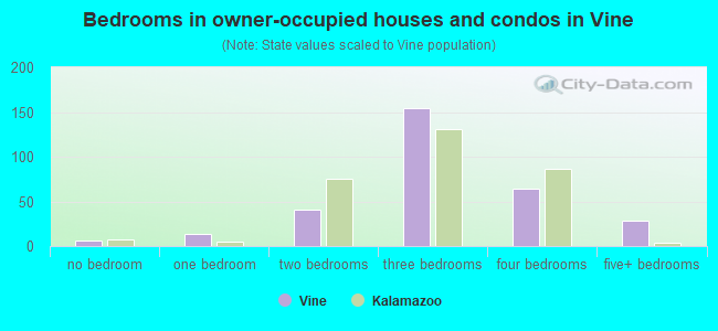 Bedrooms in owner-occupied houses and condos in Vine