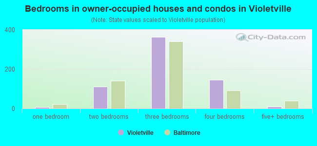 Bedrooms in owner-occupied houses and condos in Violetville