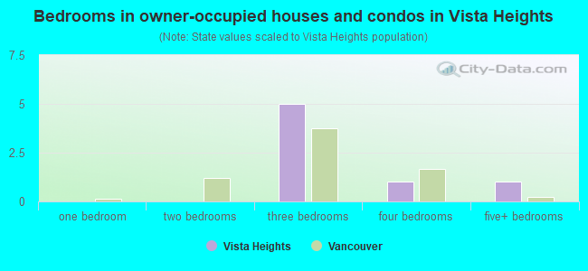 Bedrooms in owner-occupied houses and condos in Vista Heights