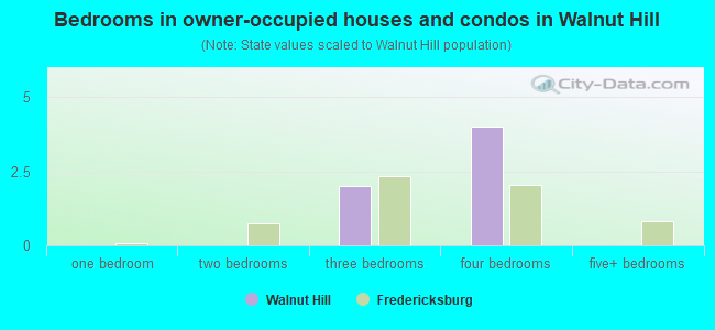Bedrooms in owner-occupied houses and condos in Walnut Hill