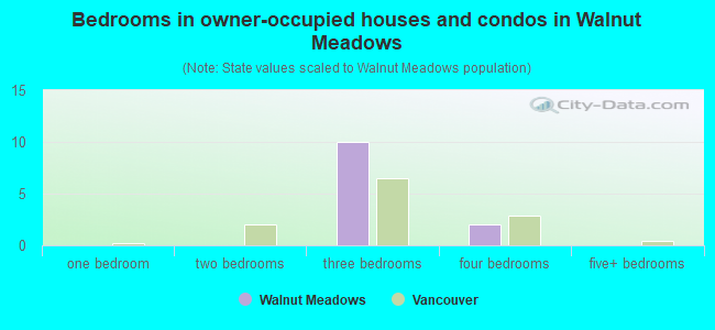 Bedrooms in owner-occupied houses and condos in Walnut Meadows