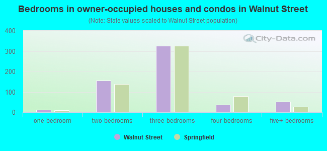 Bedrooms in owner-occupied houses and condos in Walnut Street
