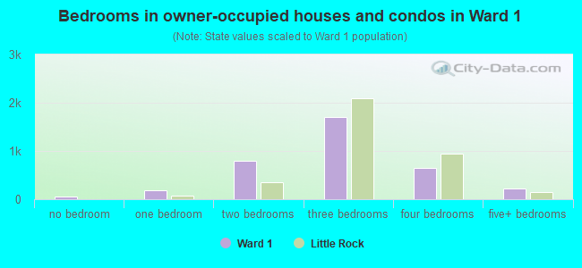 Bedrooms in owner-occupied houses and condos in Ward 1