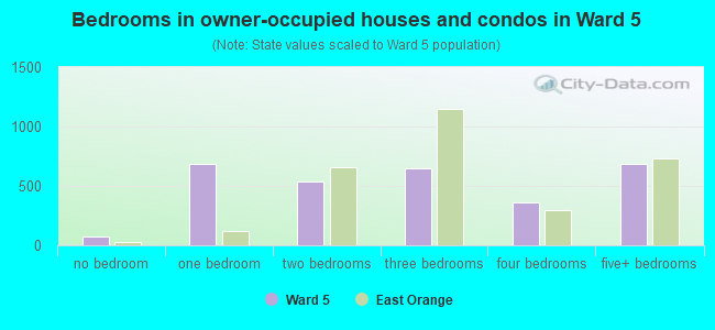 Bedrooms in owner-occupied houses and condos in Ward 5