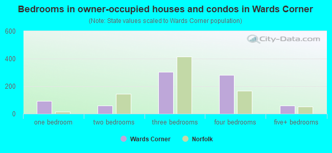 Bedrooms in owner-occupied houses and condos in Wards Corner