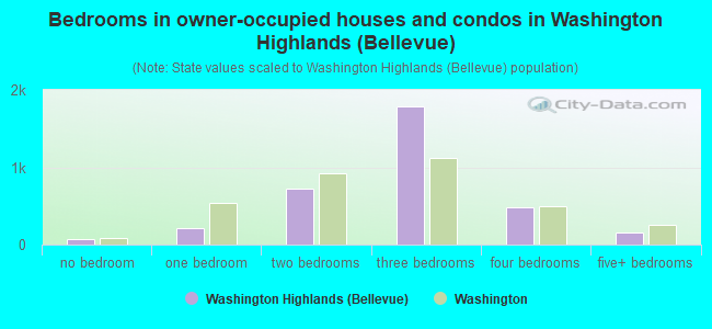 Bedrooms in owner-occupied houses and condos in Washington Highlands (Bellevue)