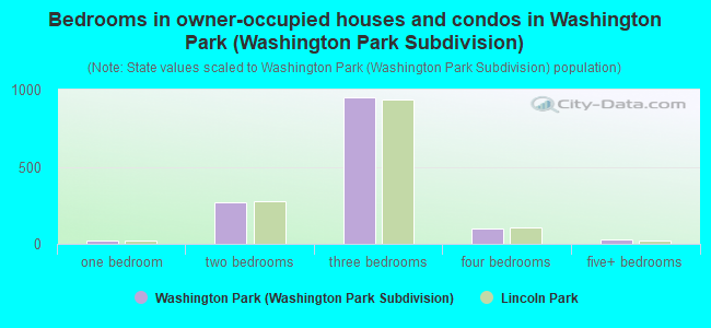 Bedrooms in owner-occupied houses and condos in Washington Park (Washington Park Subdivision)