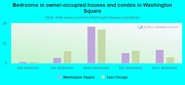Bedrooms in owner-occupied houses and condos in Washington Square
