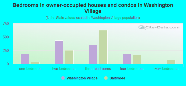 Bedrooms in owner-occupied houses and condos in Washington Village