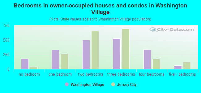 Bedrooms in owner-occupied houses and condos in Washington Village