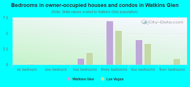 Bedrooms in owner-occupied houses and condos in Watkins Glen
