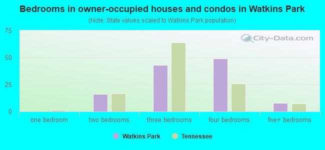 Bedrooms in owner-occupied houses and condos in Watkins Park