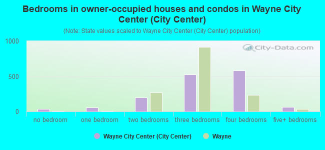 Bedrooms in owner-occupied houses and condos in Wayne City Center (City Center)