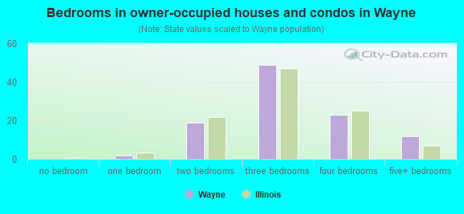 Bedrooms in owner-occupied houses and condos in Wayne