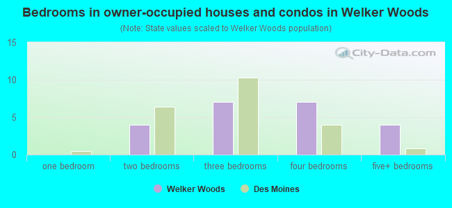 Bedrooms in owner-occupied houses and condos in Welker Woods