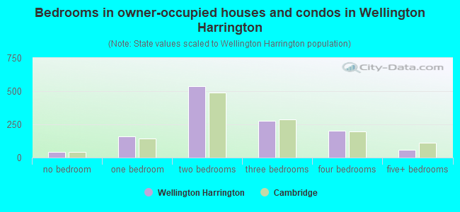 Bedrooms in owner-occupied houses and condos in Wellington Harrington