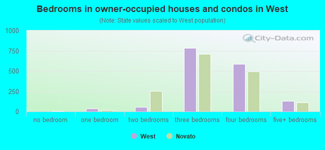 Bedrooms in owner-occupied houses and condos in West