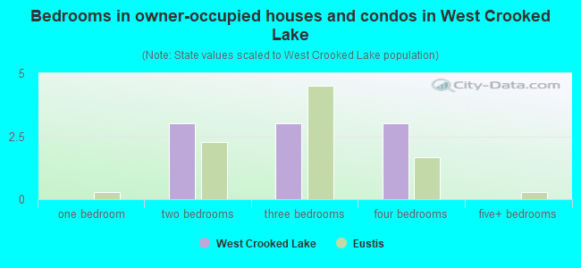 Bedrooms in owner-occupied houses and condos in West Crooked Lake