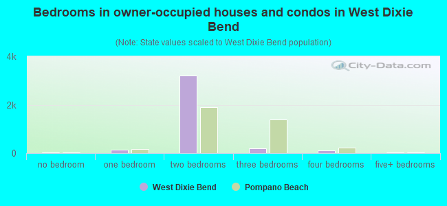 Bedrooms in owner-occupied houses and condos in West Dixie Bend