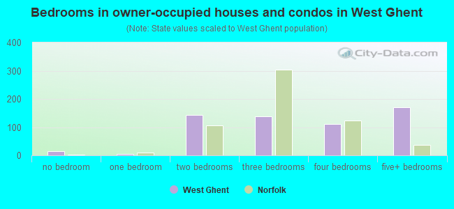 Bedrooms in owner-occupied houses and condos in West Ghent