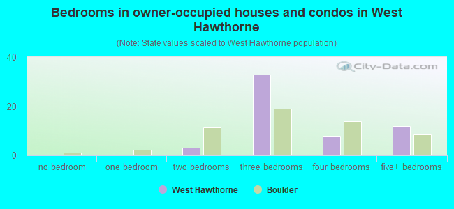 Bedrooms in owner-occupied houses and condos in West Hawthorne