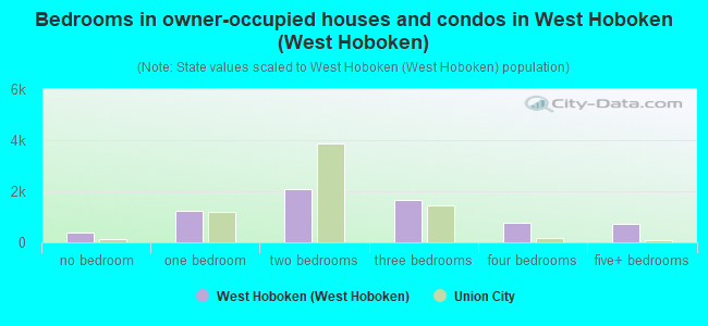 Bedrooms in owner-occupied houses and condos in West Hoboken (West Hoboken)