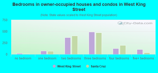 Bedrooms in owner-occupied houses and condos in West King Street