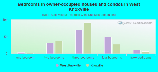 Bedrooms in owner-occupied houses and condos in West Knoxville