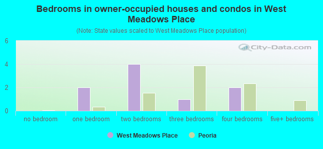 Bedrooms in owner-occupied houses and condos in West Meadows Place