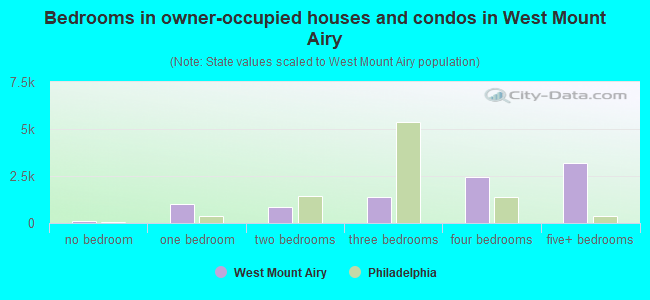 Bedrooms in owner-occupied houses and condos in West Mount Airy