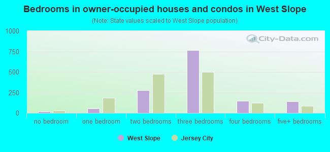 Bedrooms in owner-occupied houses and condos in West Slope