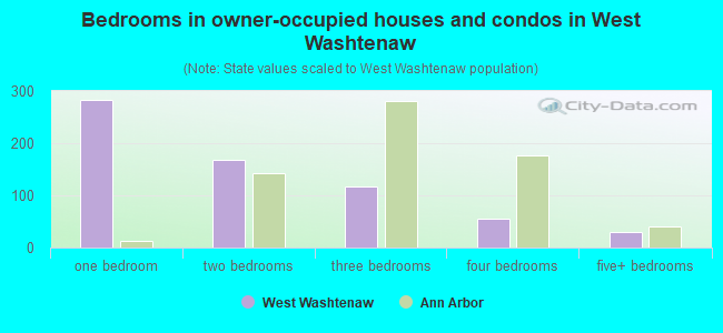 Bedrooms in owner-occupied houses and condos in West Washtenaw