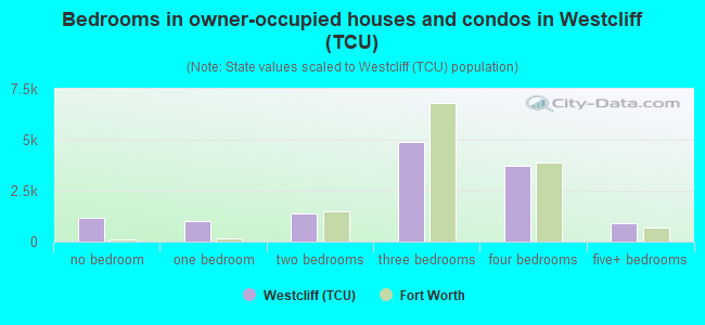 Bedrooms in owner-occupied houses and condos in Westcliff (TCU)