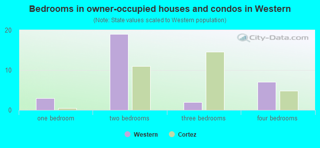 Bedrooms in owner-occupied houses and condos in Western